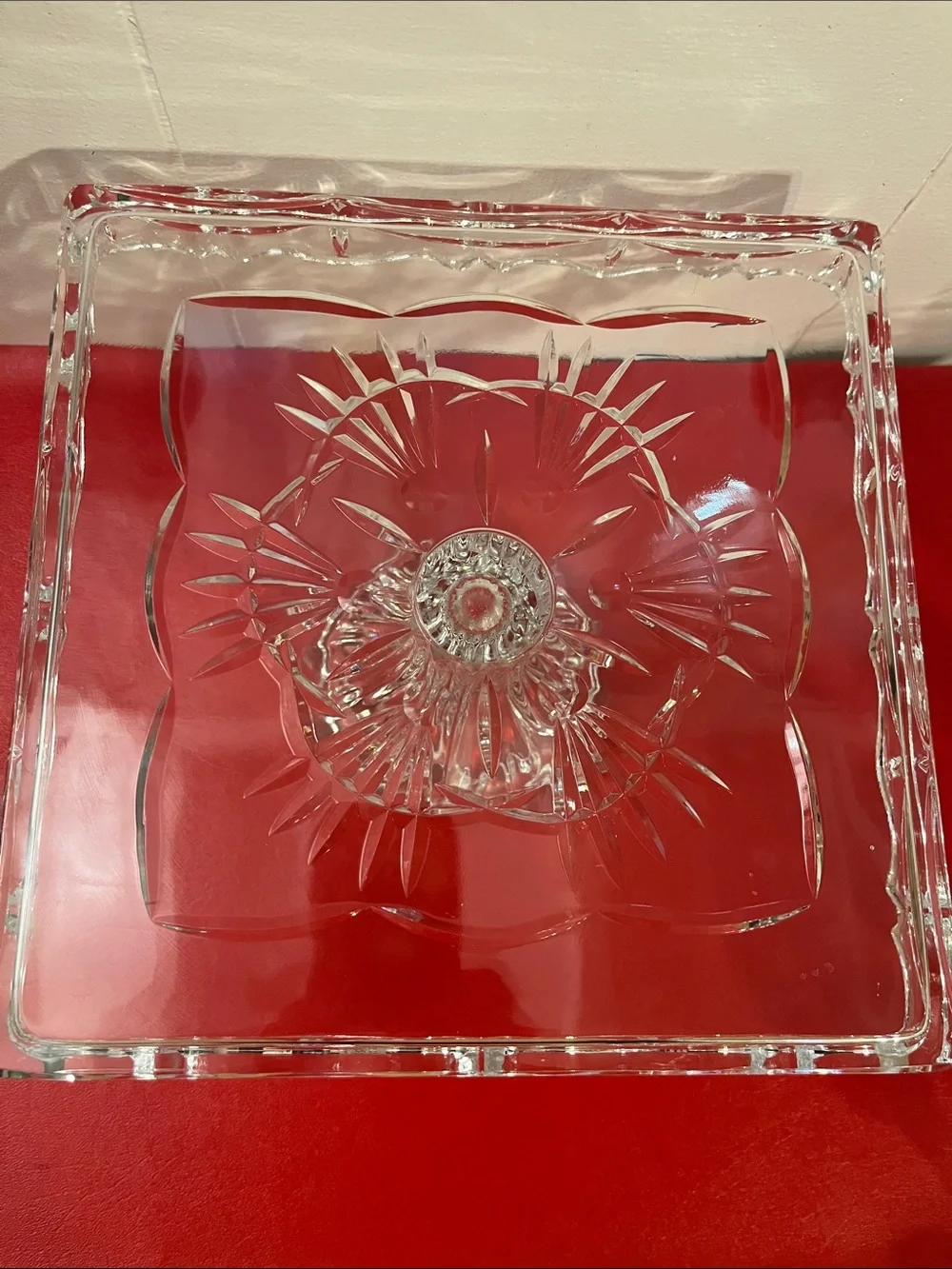 Vintage Shannon Crystal By Godinger Square Pedestal Cake Stand